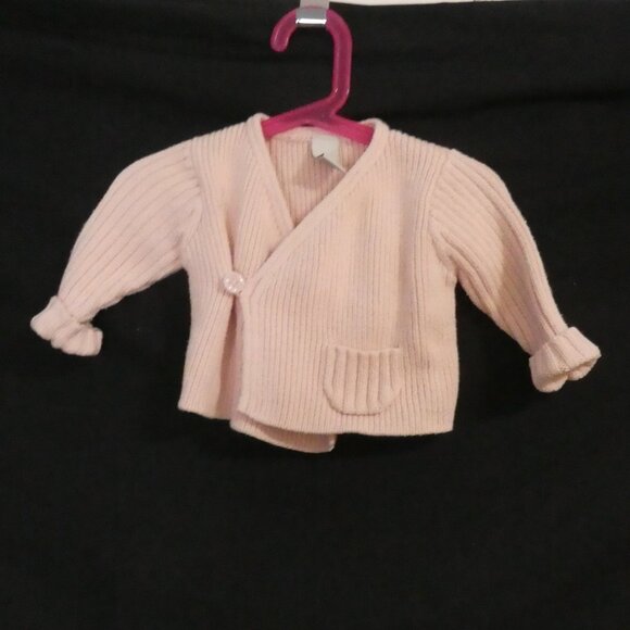 Y2K - OLD NAVY | 3-6 months | Adorable Baby Pink Knit Cardigan | Rolled Cuffs - Picture 1 of 12